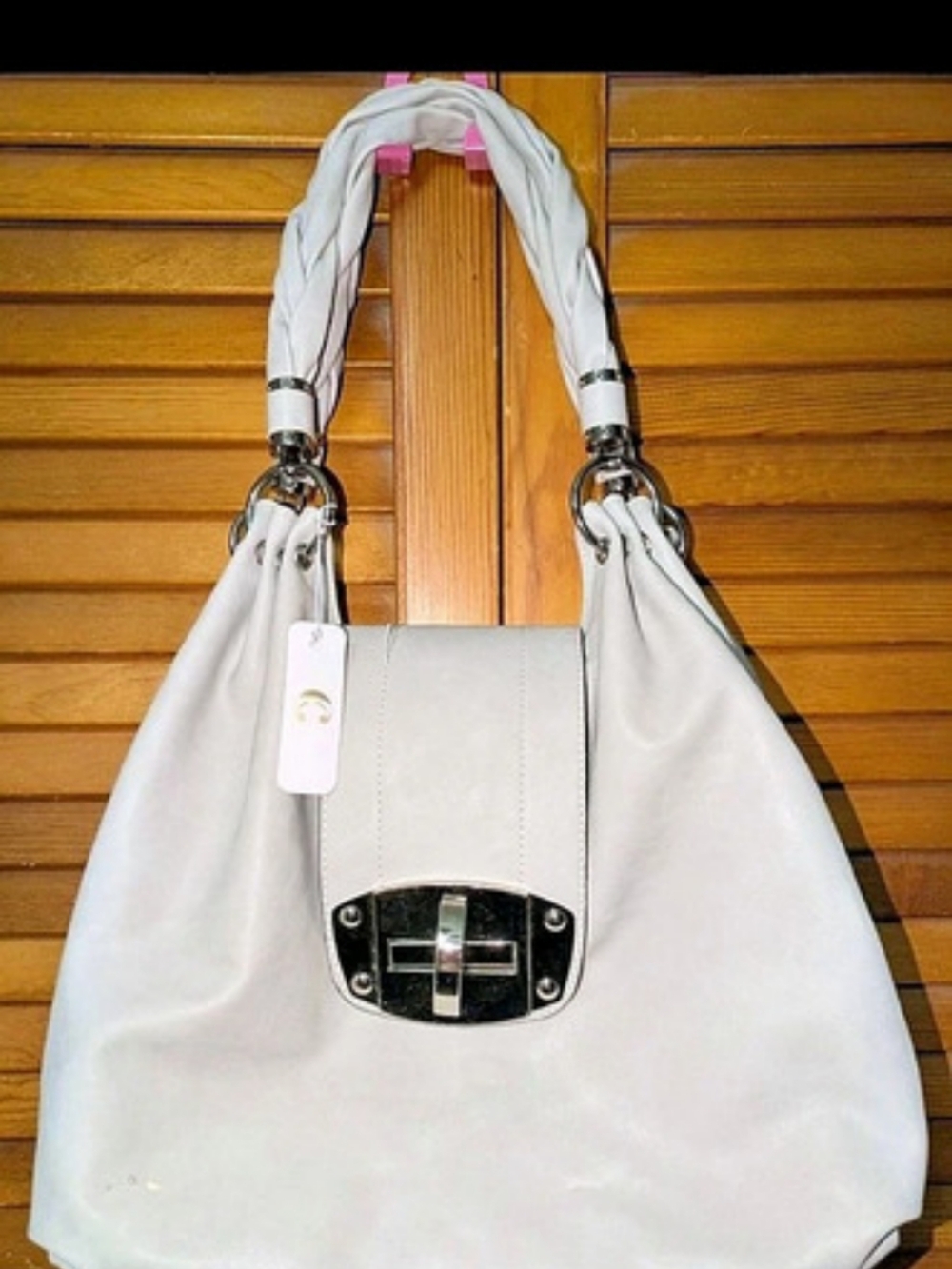 Charming Charlie's Shoulder Bag Braided Straps Silver Toned Lock Clasp New With